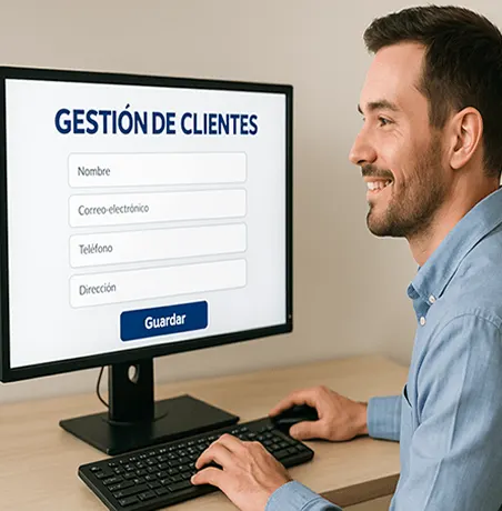 Pantalla de gestión de clientes del sistema